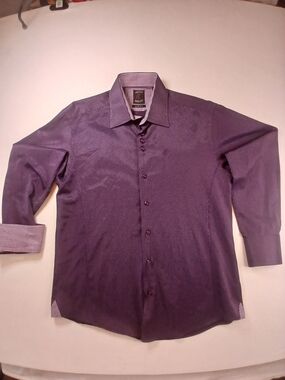 Absolute Rebellion Mens Purple Long-Sleeve Dress Shirt - Point Collar